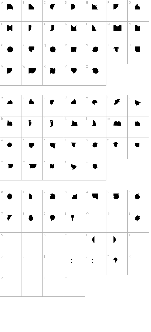 callejera-negra-negra character map