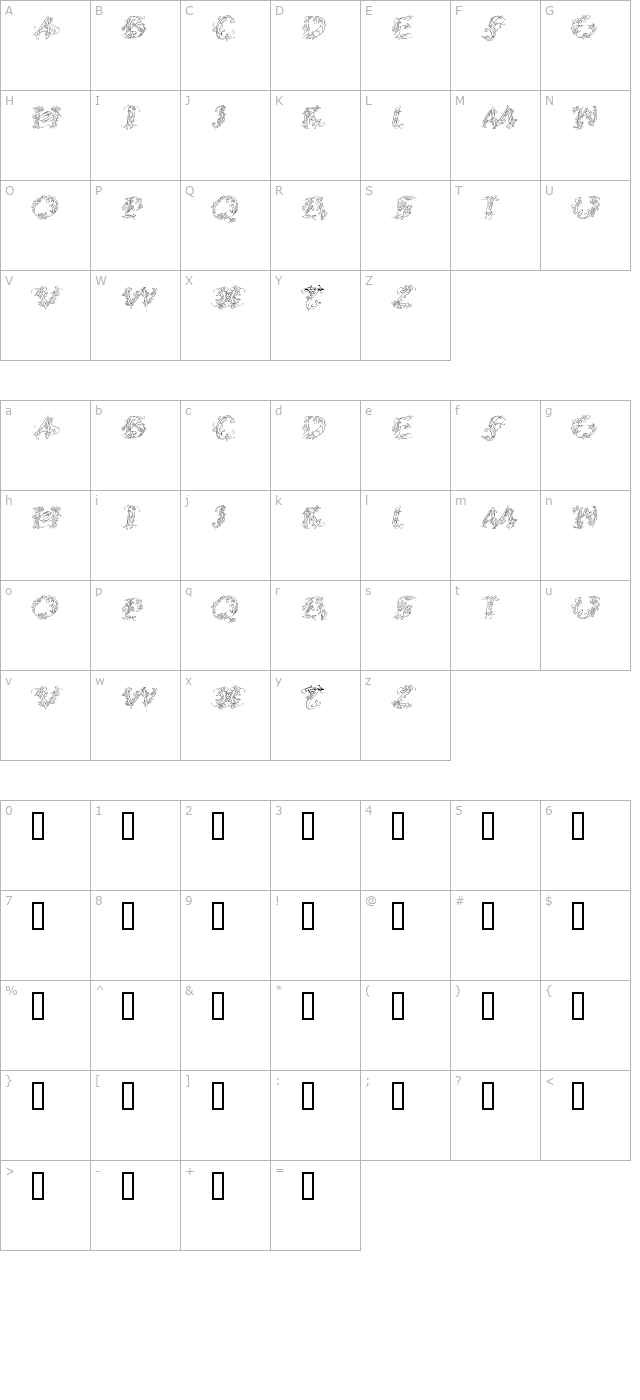 callipsografia-italic character map