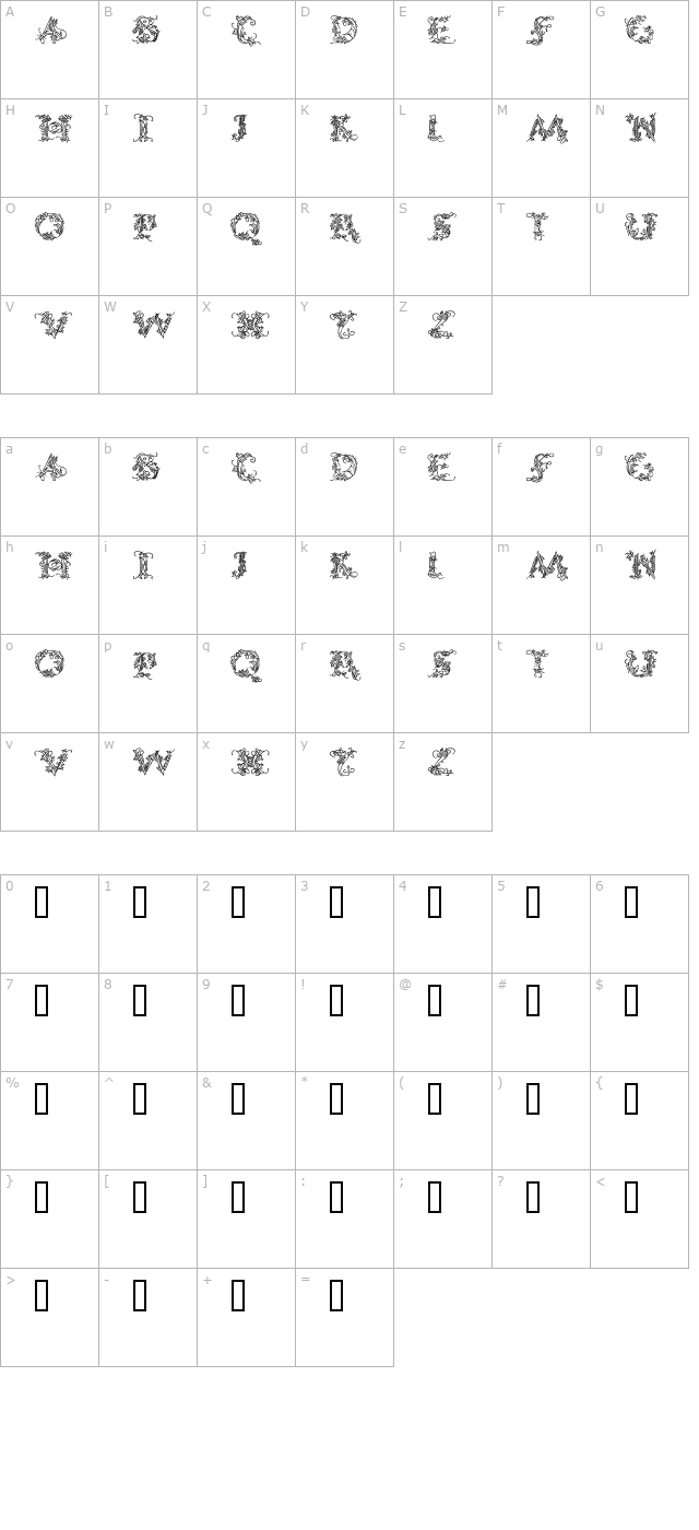 CalliPsoGrafia Medium character map