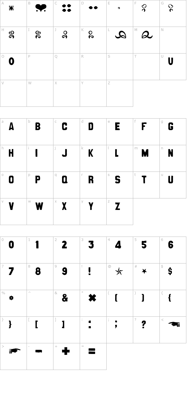 CanCan de Bois character map