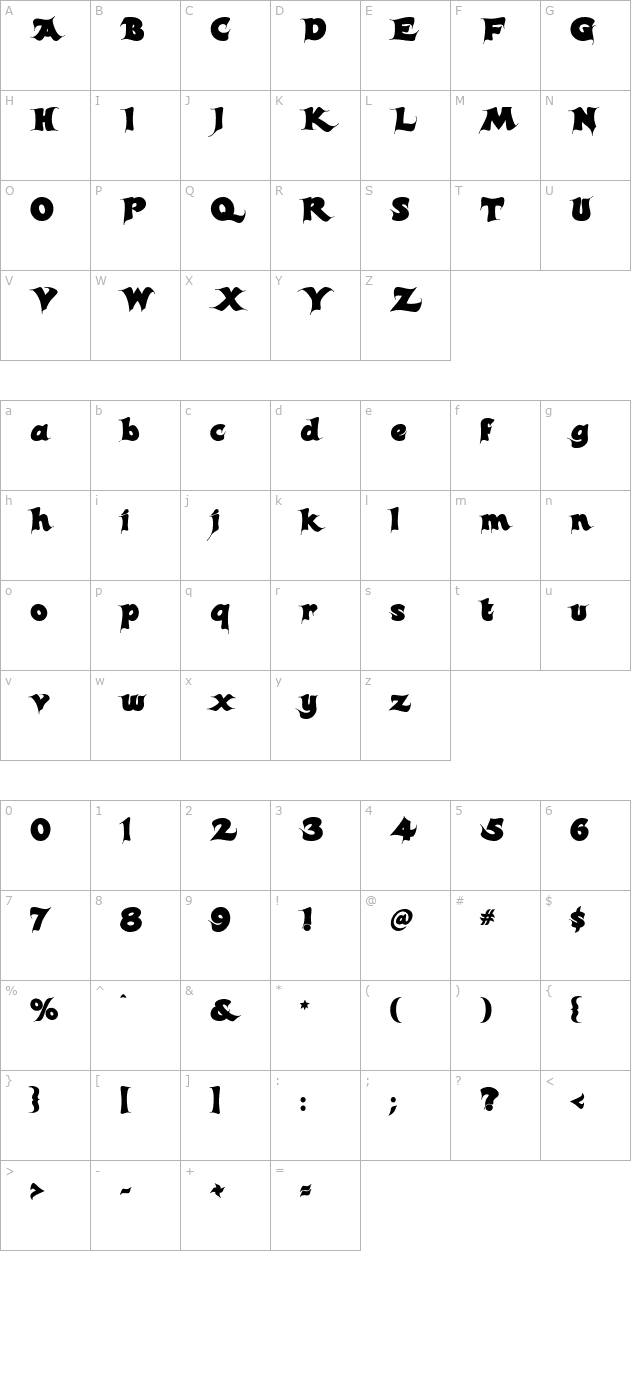 candles-regular character map