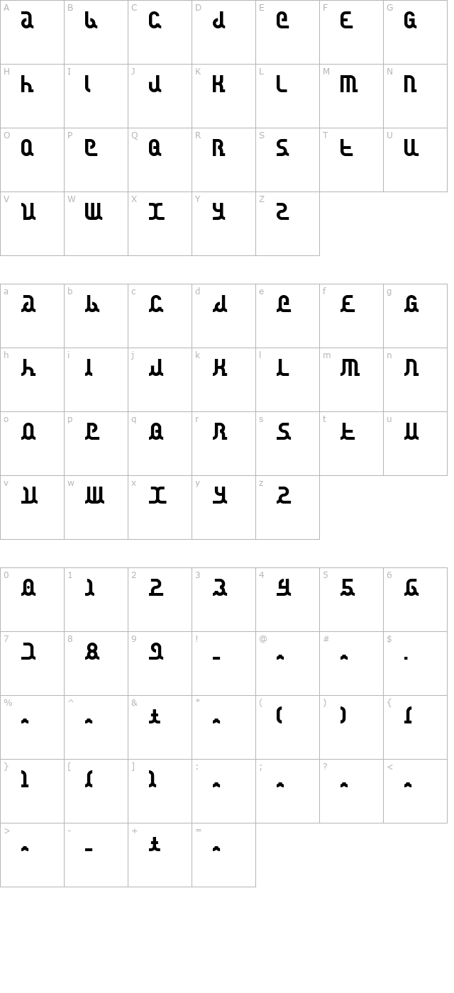 Canstop character map