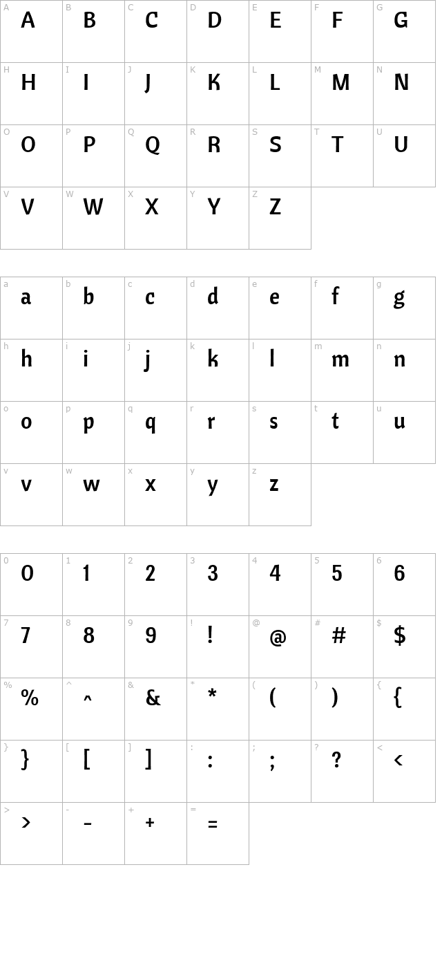 cantora-one character map