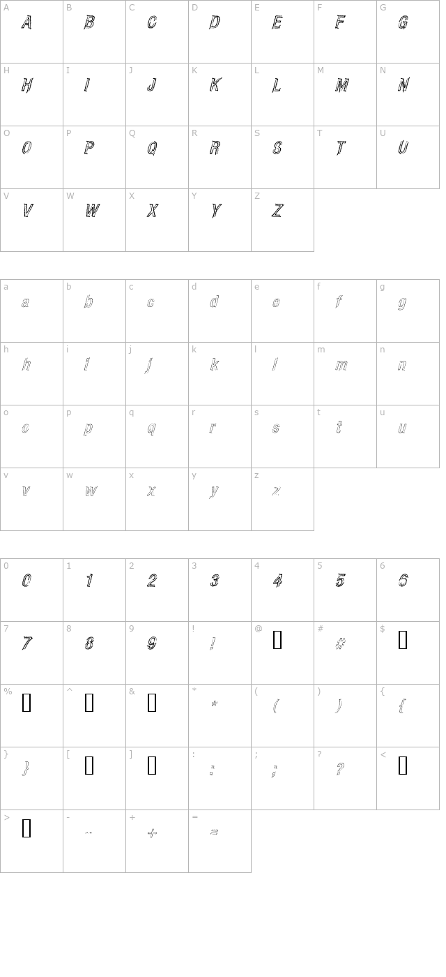 carboncillo-palo-italic character map