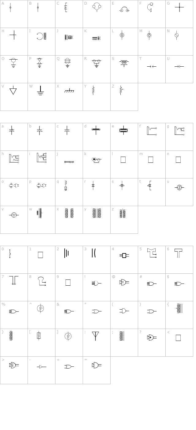 carr-electronic character map