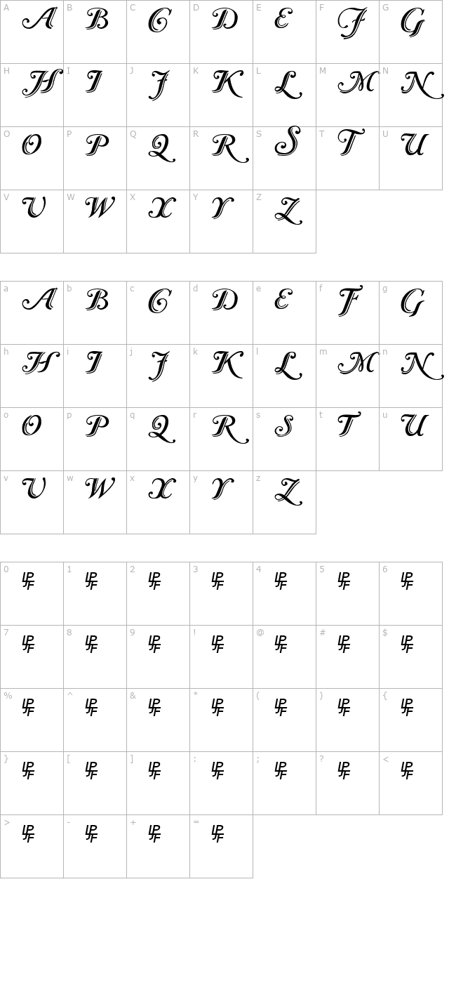 caslon-calligraphic-initials character map