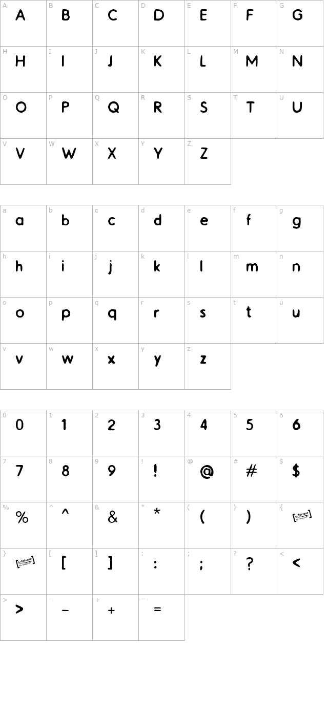 catalogue character map