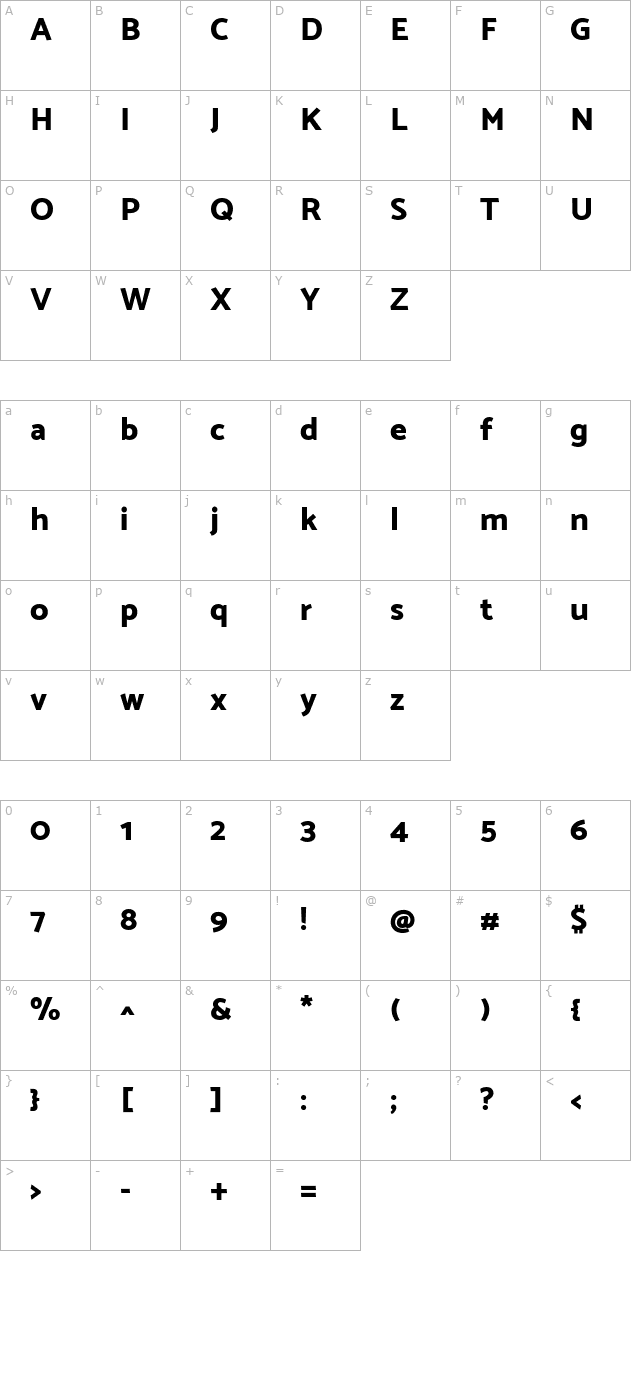 Catamaran ExtraBold character map