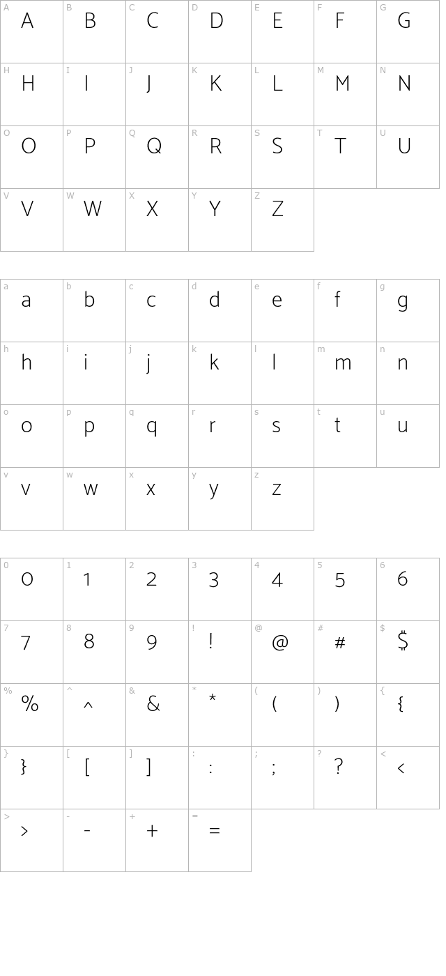 catamaran-thin character map