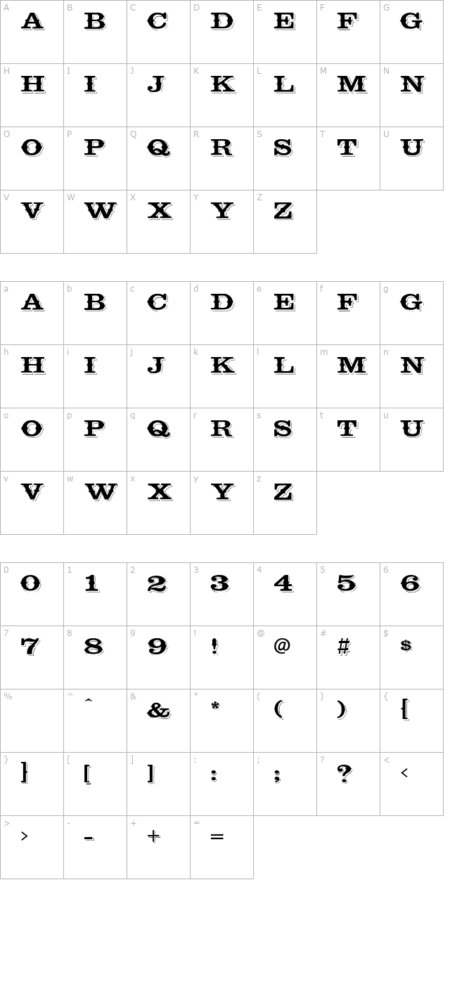 Cavalcade-Regular OTF character map