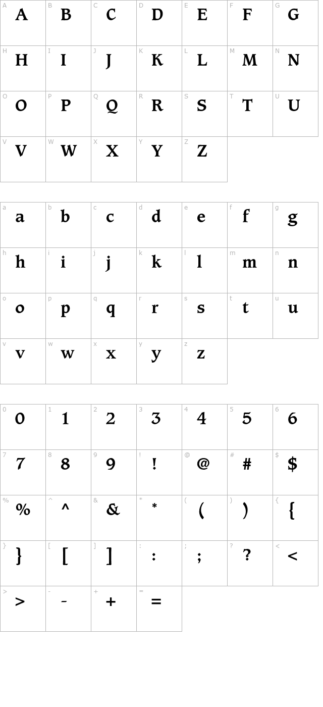 CaxtonStd-Bold character map