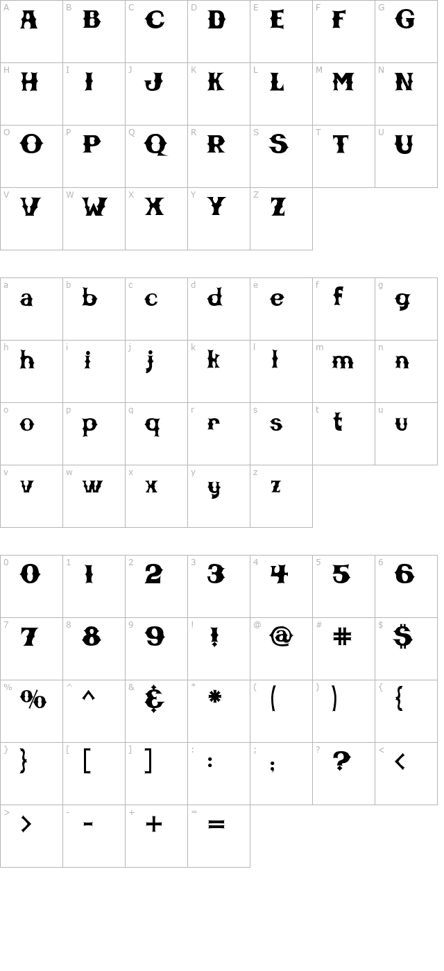 cbgbfontsolid character map