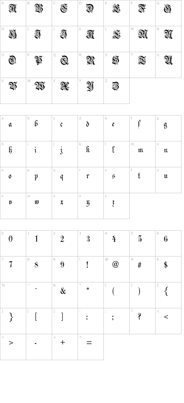 celebrationtextfancy-normal-otf character map