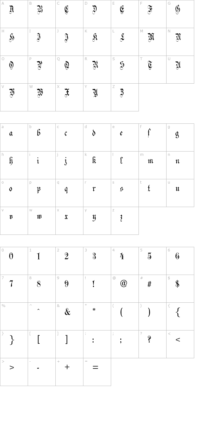 celebrationtextplain-normal-otf character map