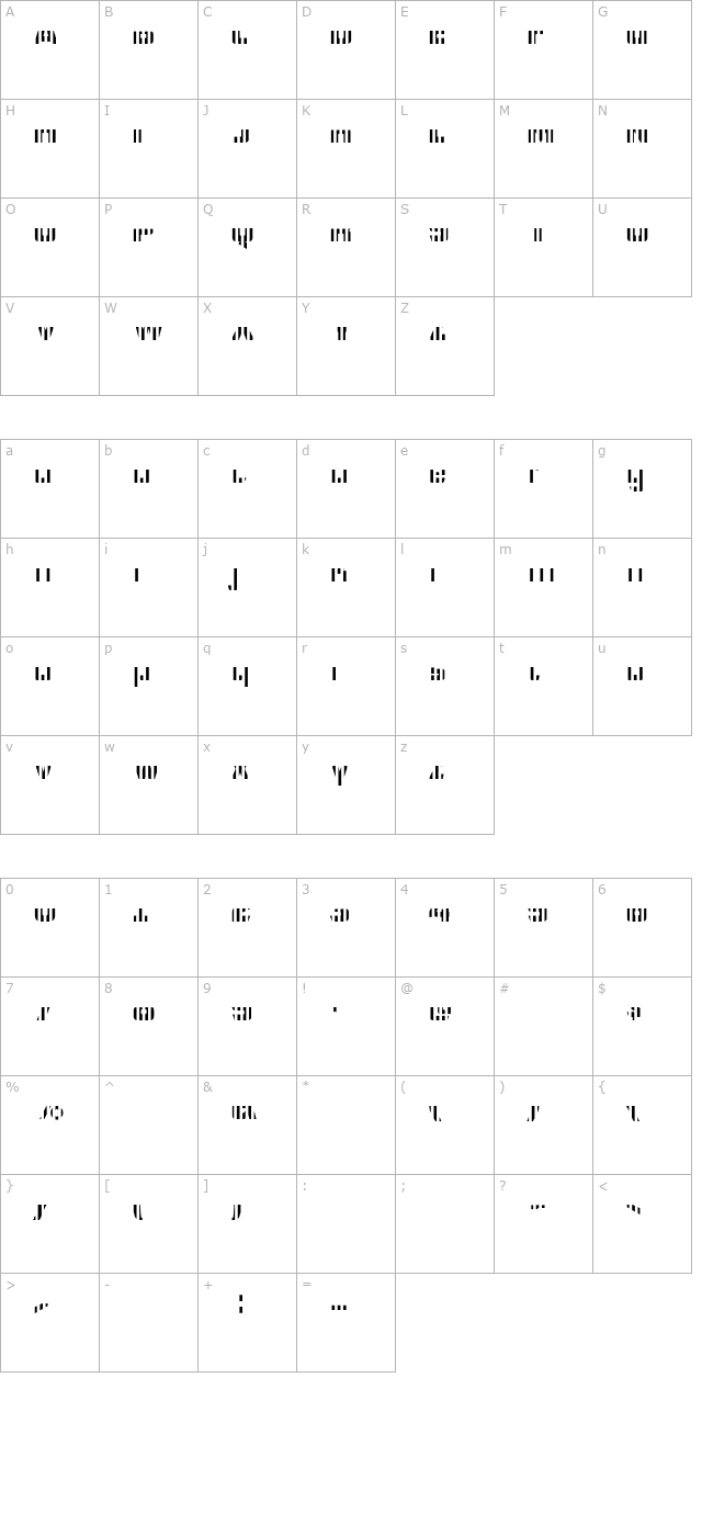 CFB1 American Patriot SOLID 2 Bold Italic OTF character map