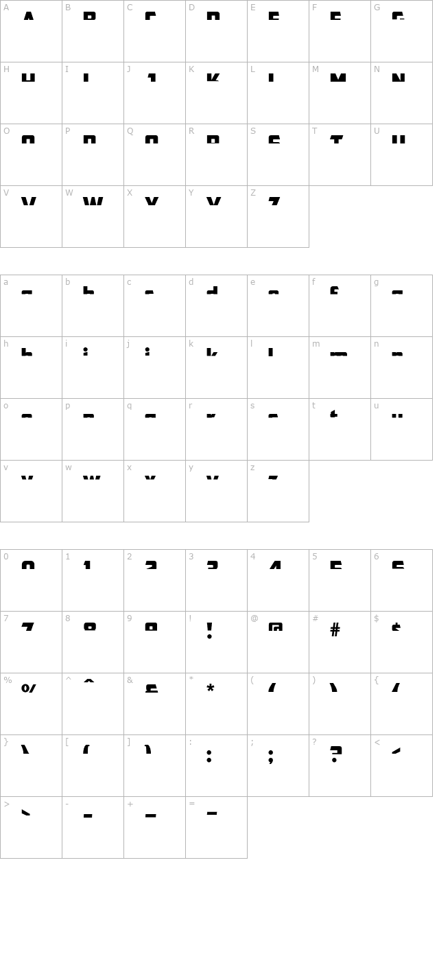 CFB1 American Patriot SPANGLE 2 Normal Italic OTF character map