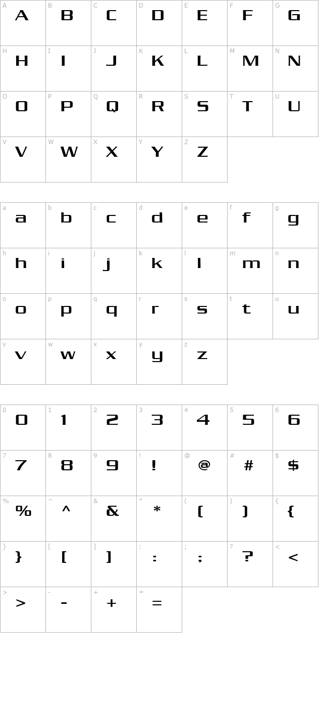 chaney-wide-normal character map