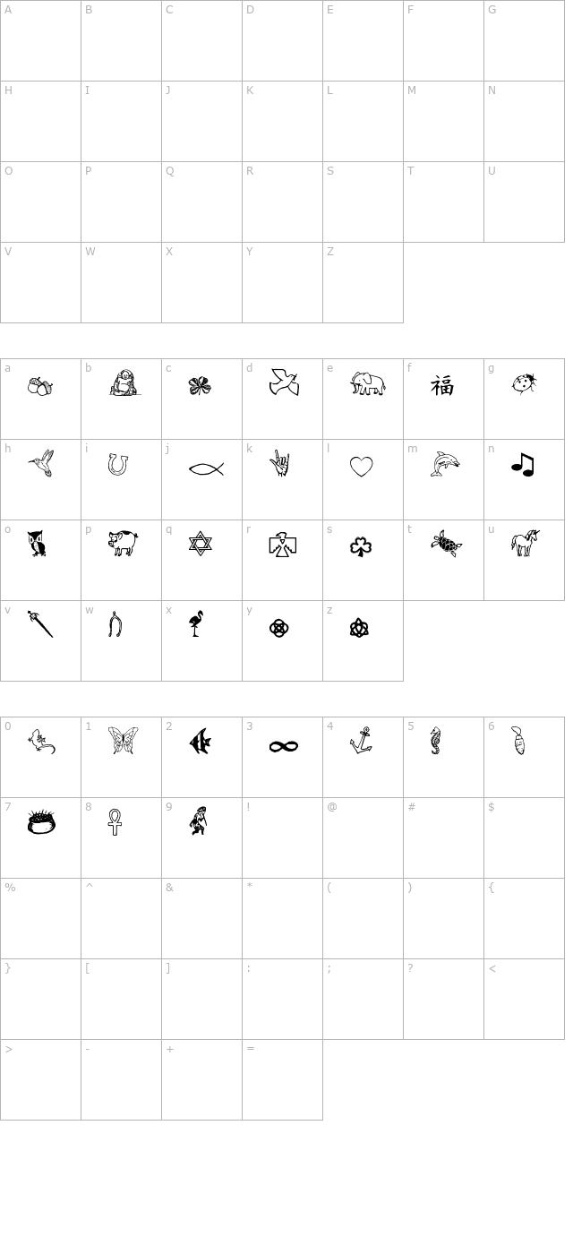 Charming Symbols character map