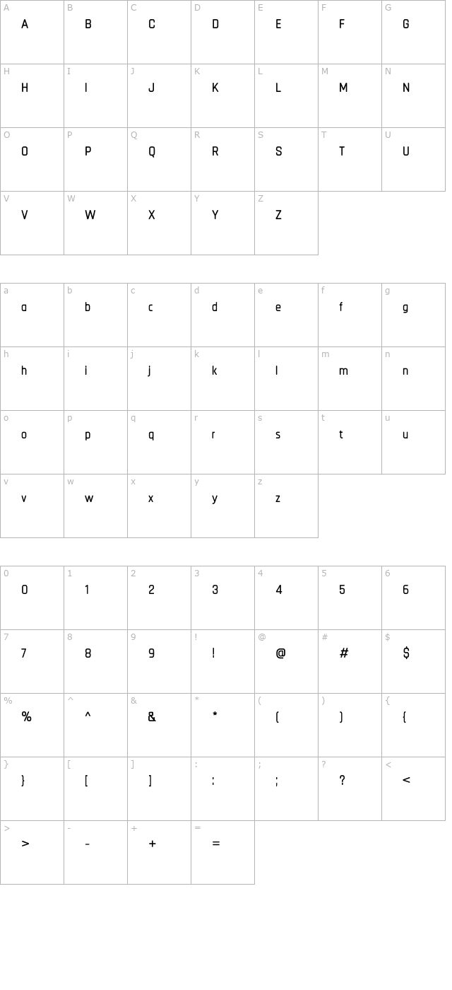 Chathura ExtraBold character map