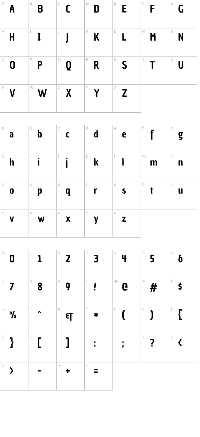 Chau Philomene One character map