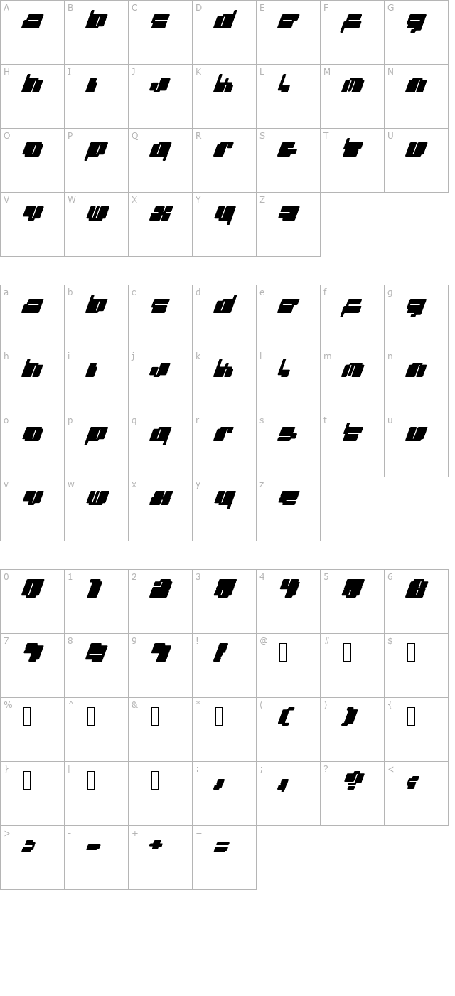 cheaptype (italic) character map