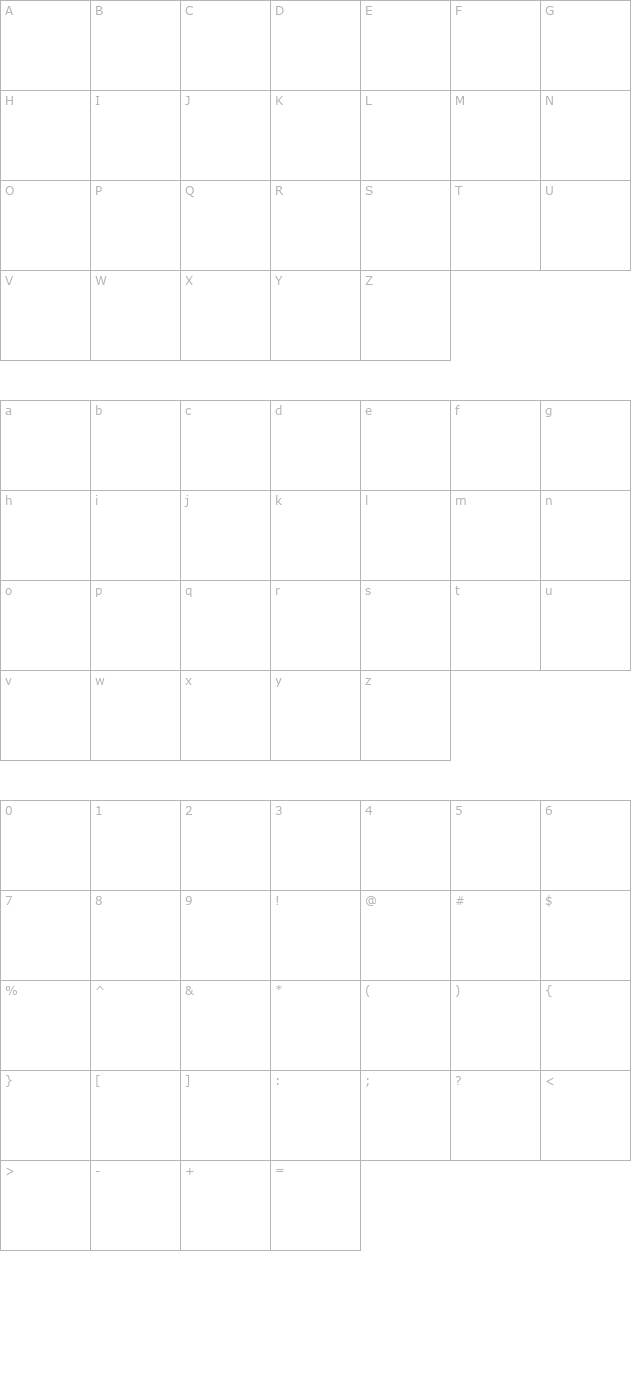 cheq-otf character map