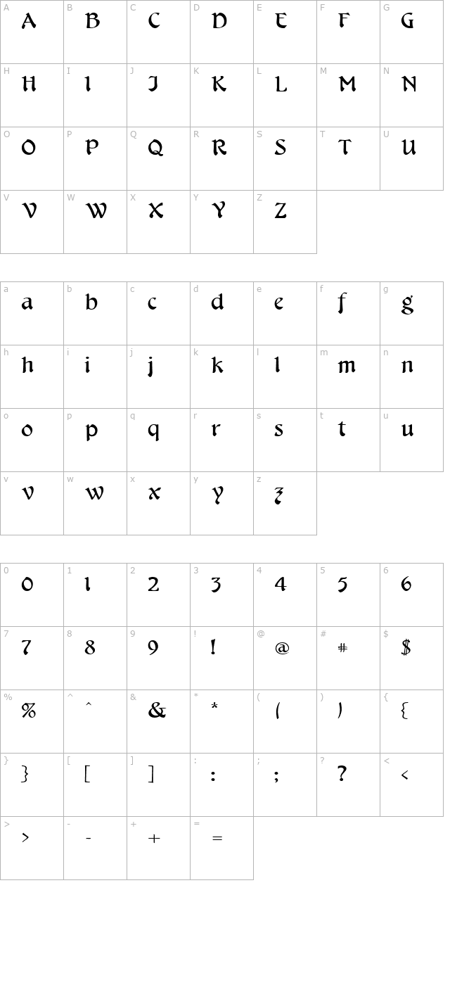 cheshirebroad-regular character map