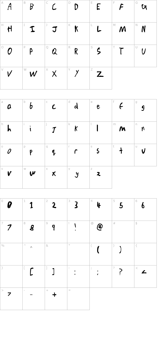 chicken-scratch-v1 character map