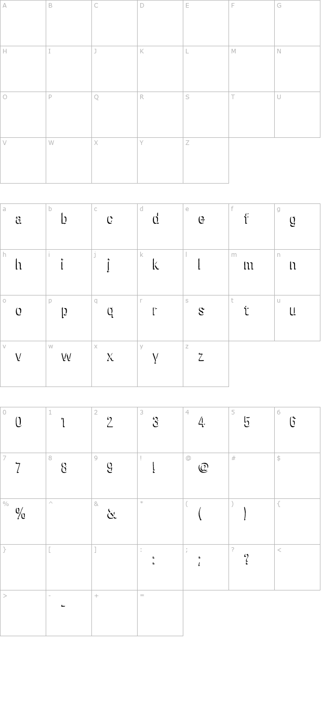 Chira Shadow character map