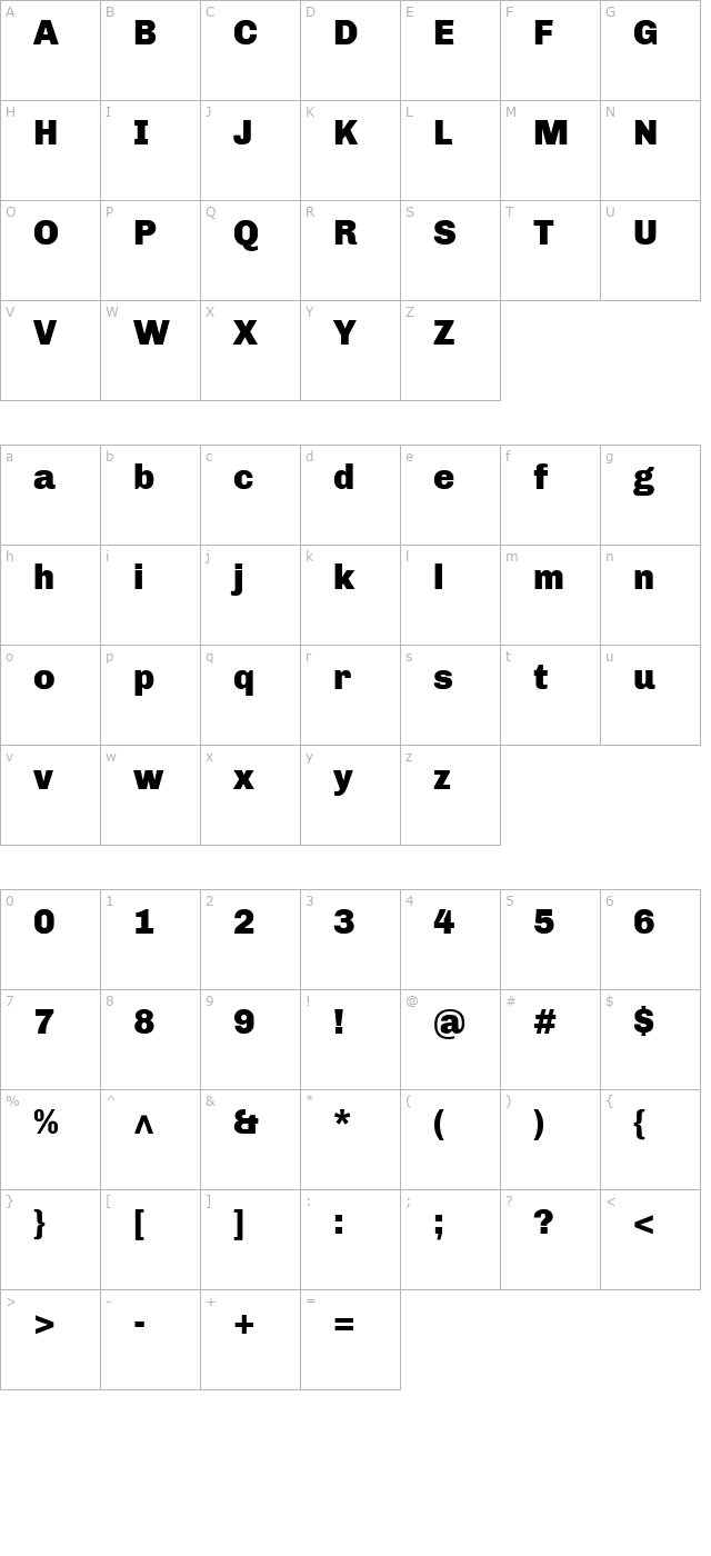 Chivo Black character map