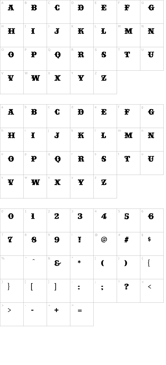 Circustime-Regular OTF character map