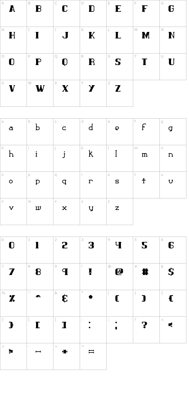 Classic Trash 2 BRK character map