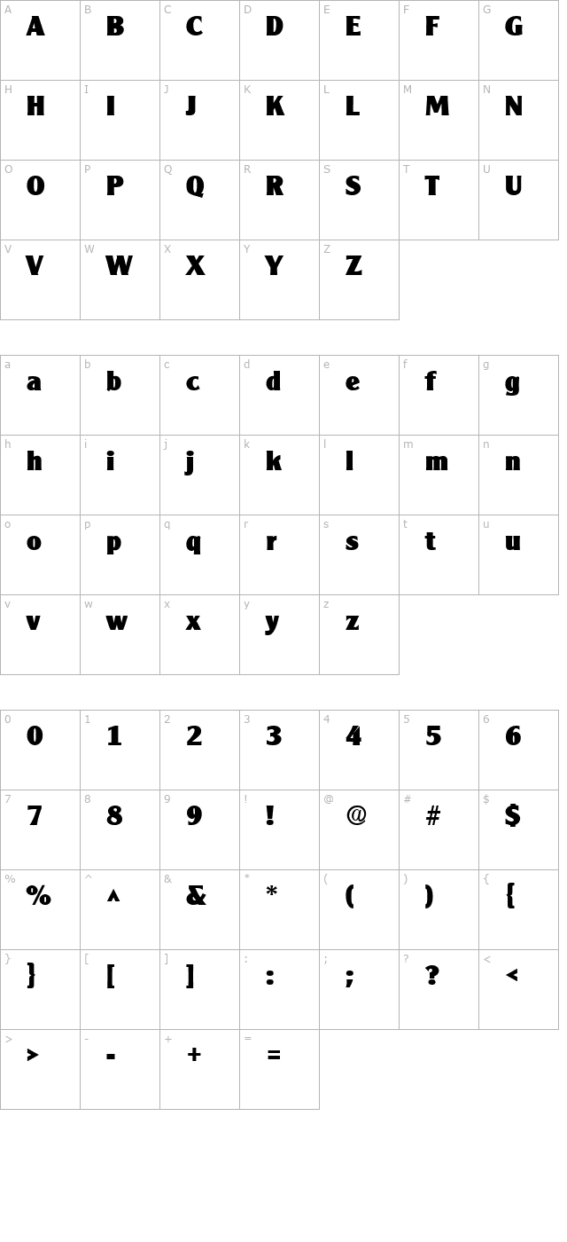 ClearlyGothicHeavy Regular character map