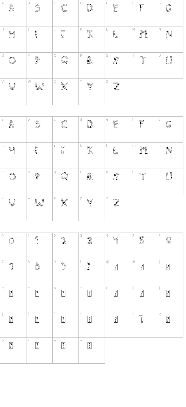 Clink Clank character map