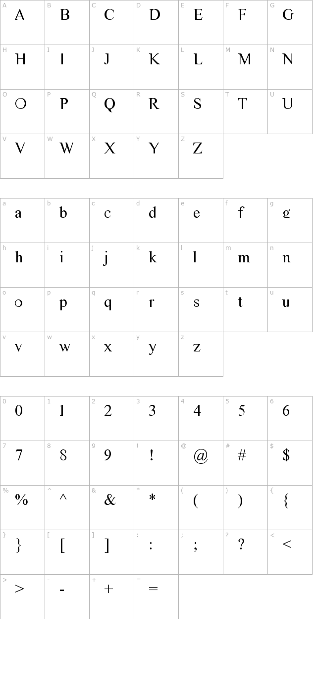 cm-tiempo character map