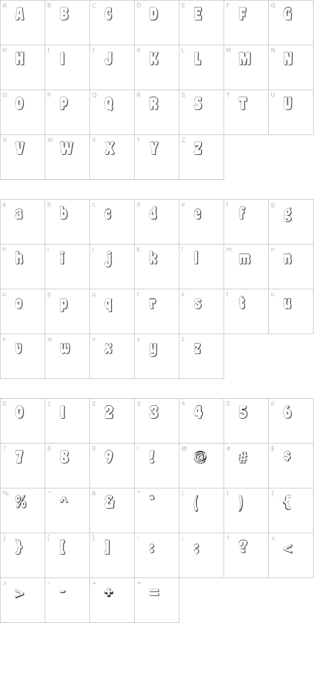 Coaster Shadow character map