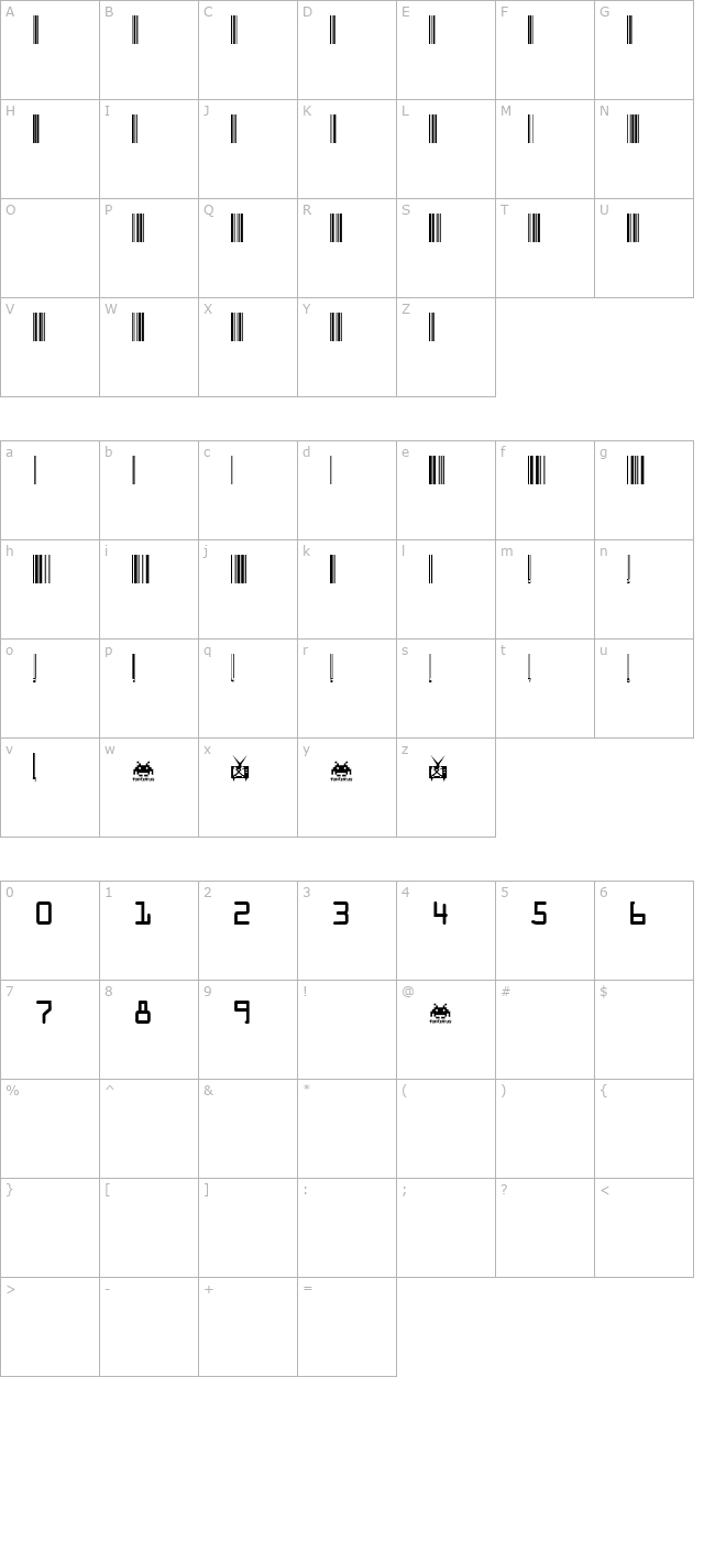 Code Xero character map