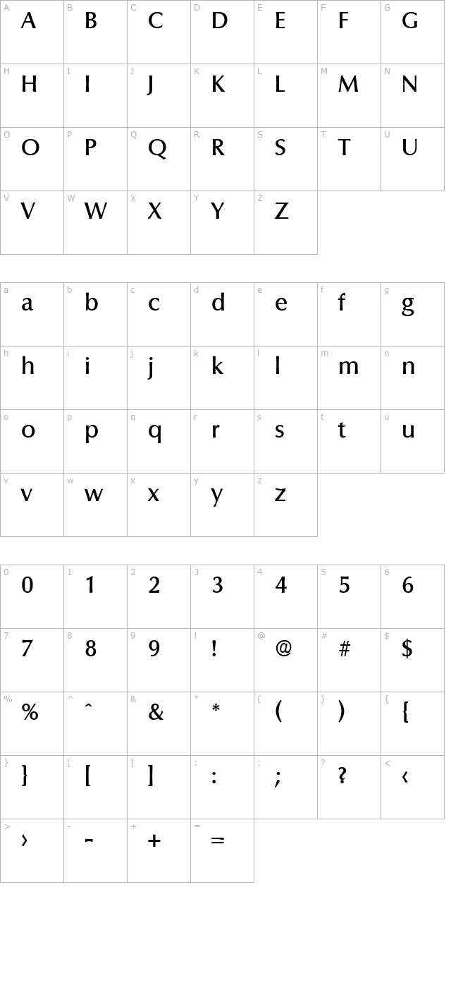 Columbia-Serial-Medium-Regular character map