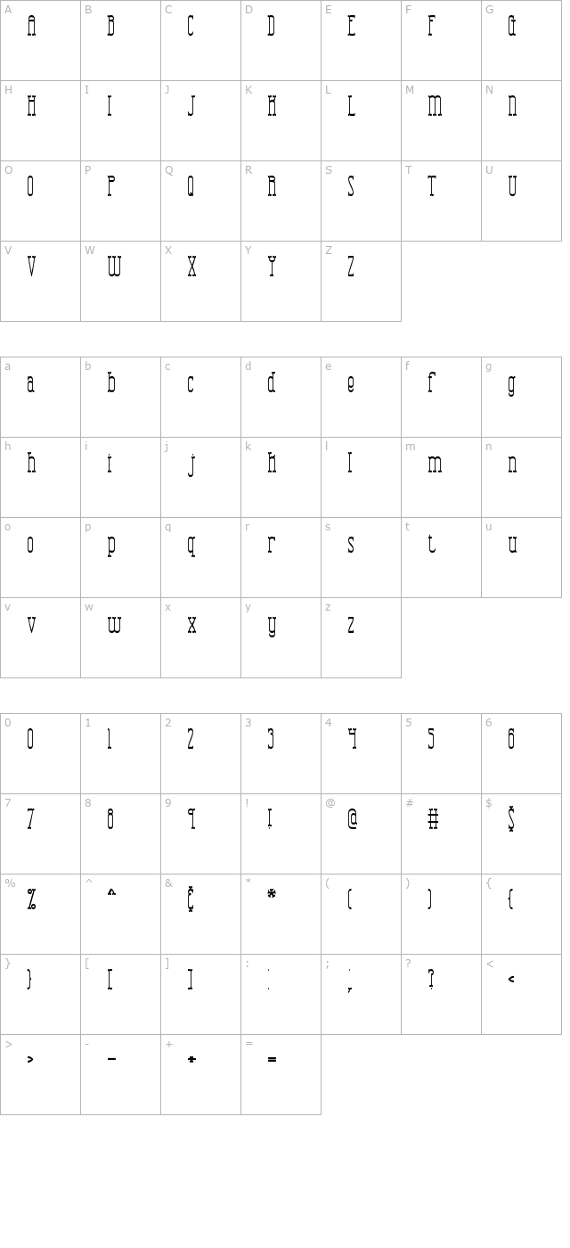 Combustion Tall BRK character map