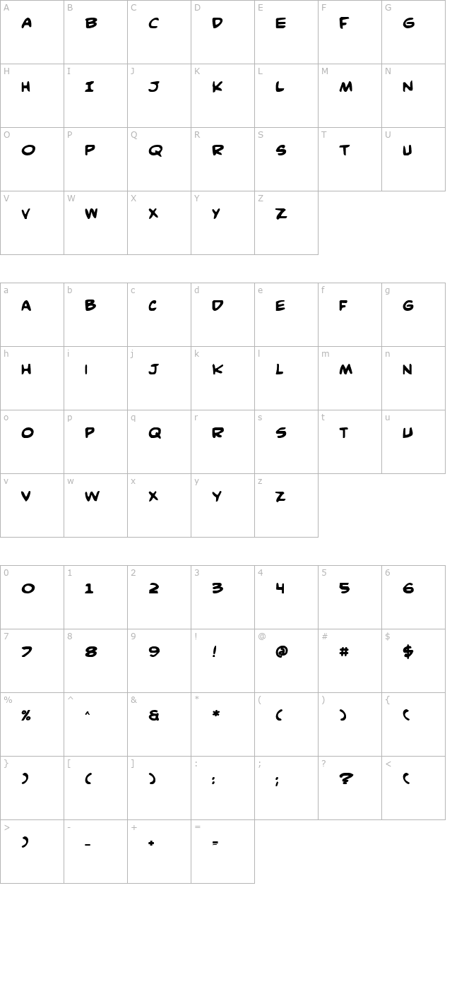 Comic Book Commando Bold character map