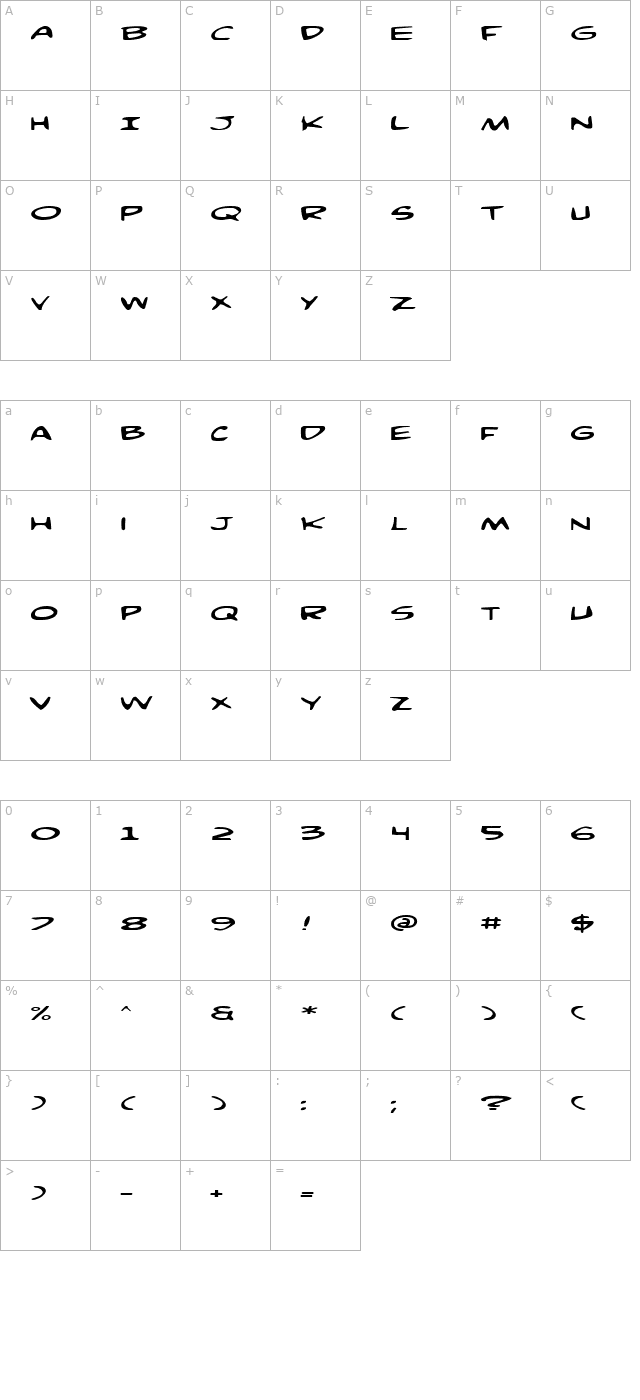 Comic Book Commando Expanded character map