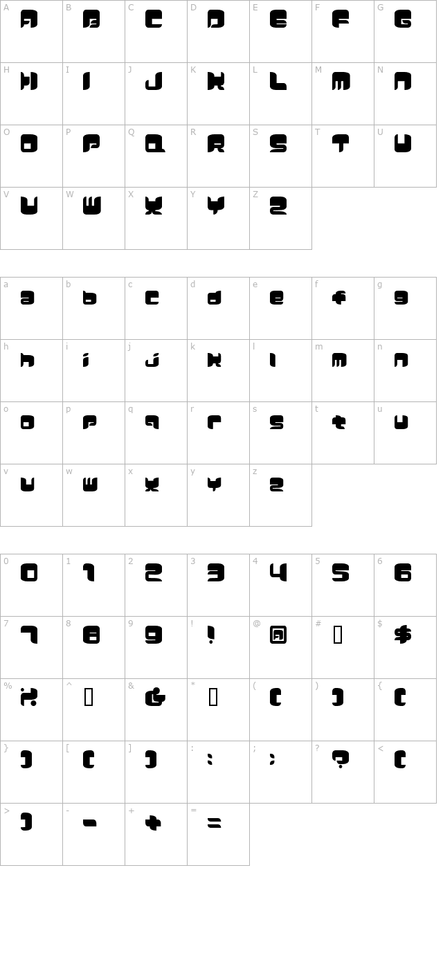 Comicker character map