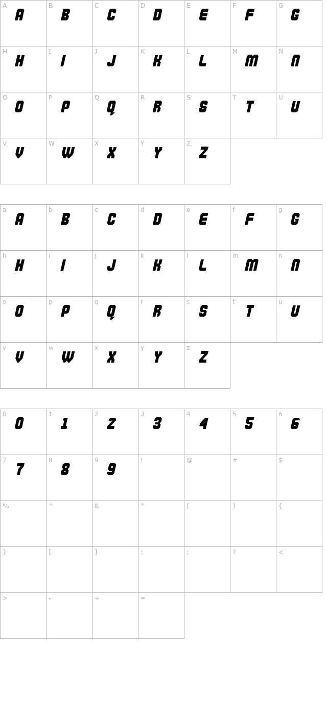 commando character map