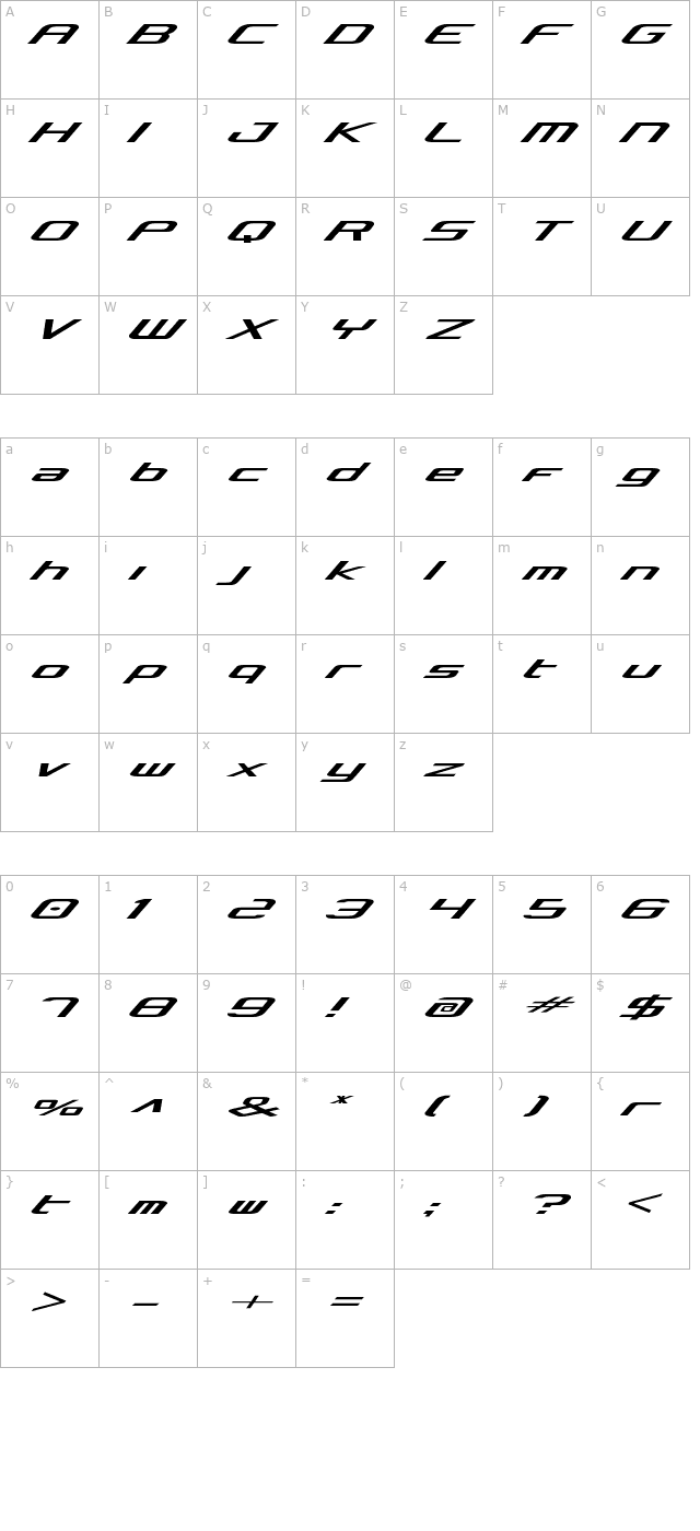 Concielian Expanded character map