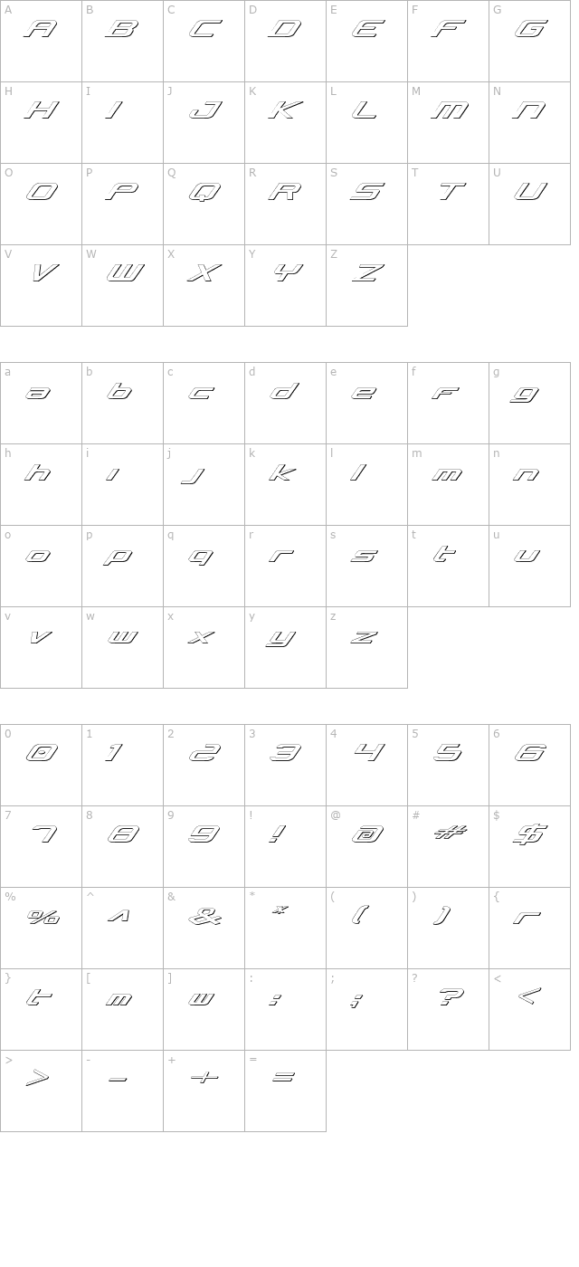 Concielian Shadow character map