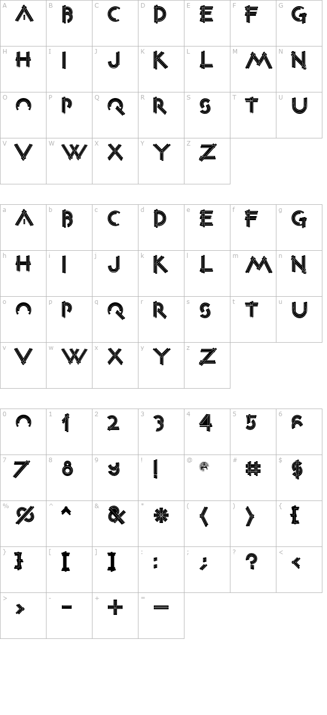 Construxia Black Inline character map