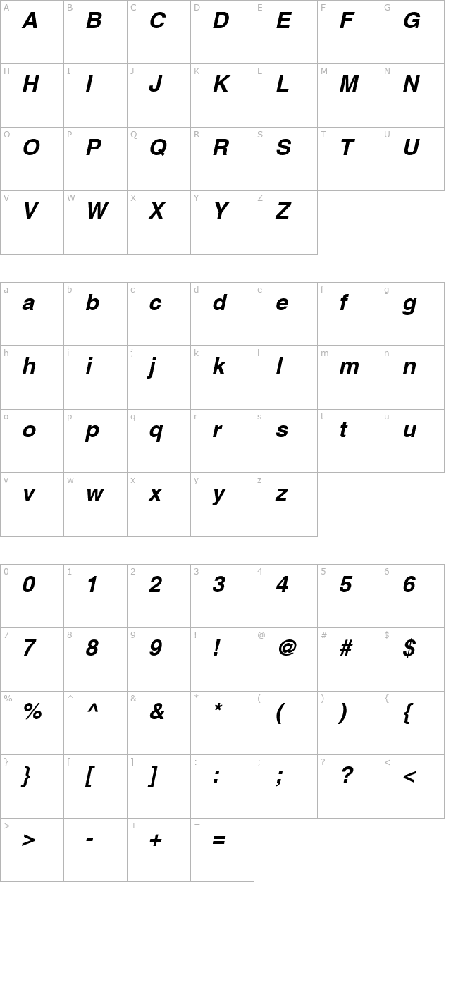 context-ssi-bold-italic character map