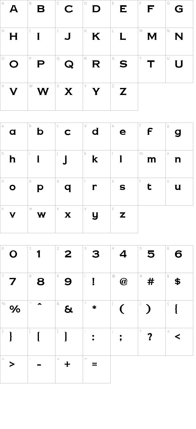 Copper Penny DTP Normal character map