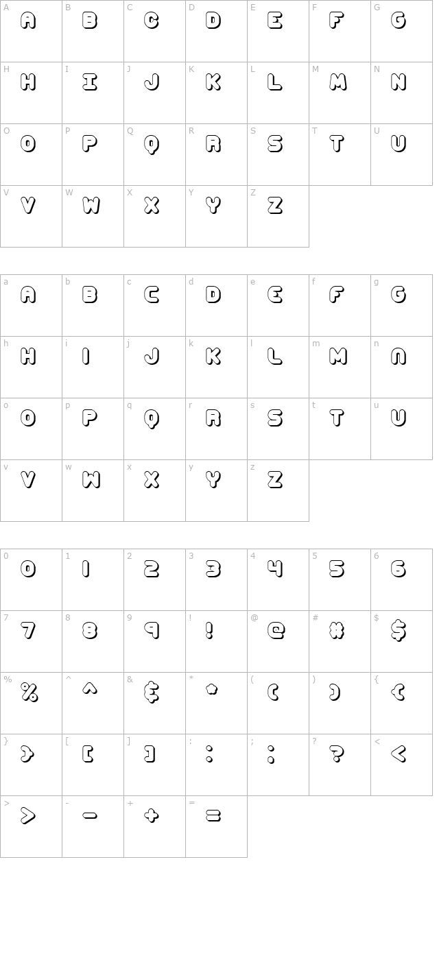 Corpulent Caps Shadow BRK character map