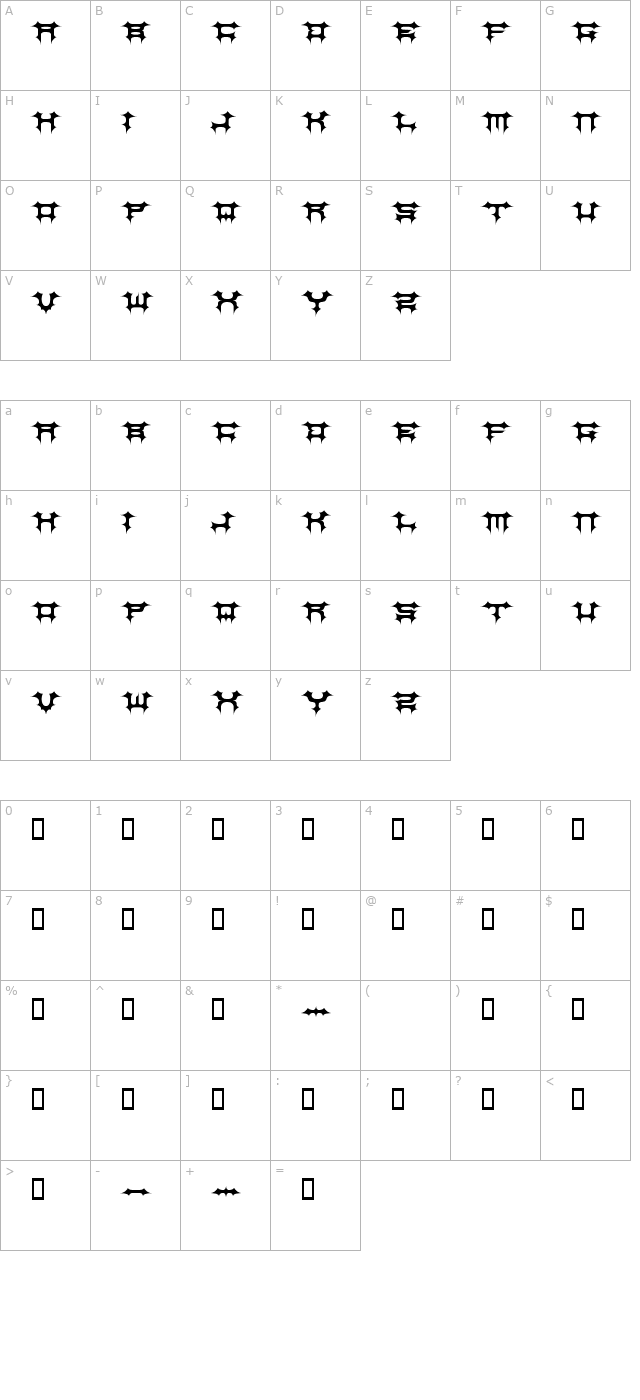 cosmic-bats character map